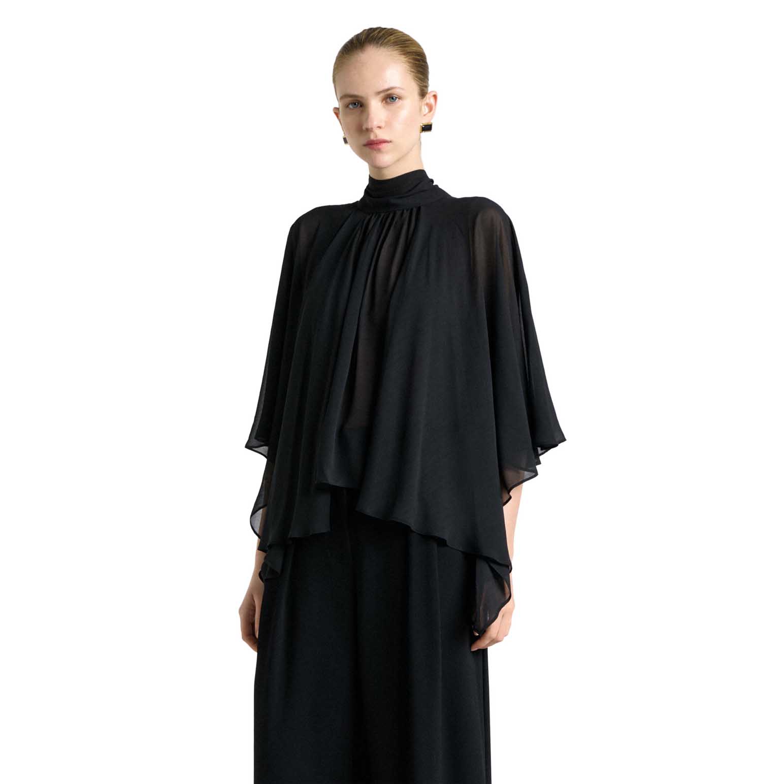 Cue Georgette Caped Ruffle Blouse